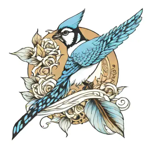 blue jay feather and aphrodite tattoo tattoo design idea