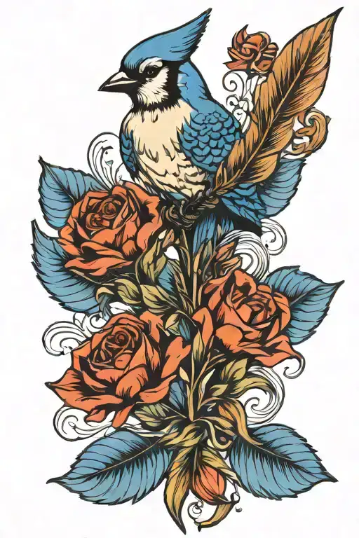 blue jay feather and aphrodite tattoo tattoo design idea