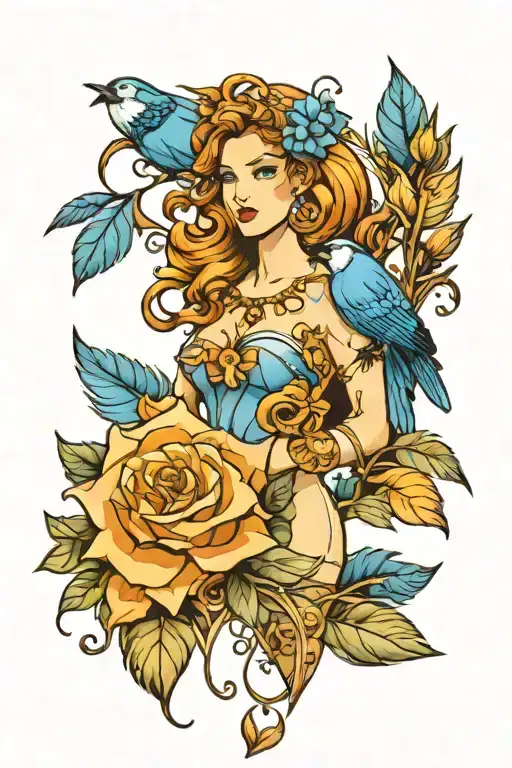 blue jay feather and aphrodite tattoo tattoo design idea