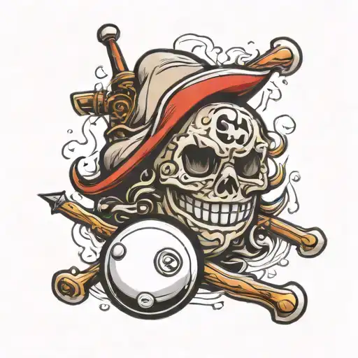 billiard ball with going merry tattoo design idea