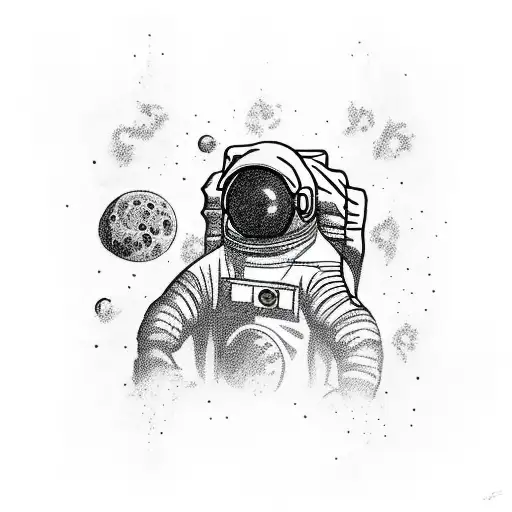 An astronaut powerlifting with a dragon tattoo on his arm tattoo design idea