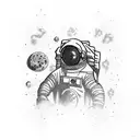 An astronaut powerlifting with a dragon tattoo on his arm tattoo design idea