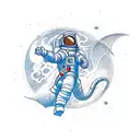 An astronaut powerlifting with a dragon tattoo on his arm tattoo design idea