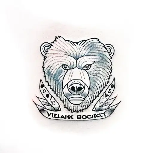 Focused Kodiak bear  tattoo design idea