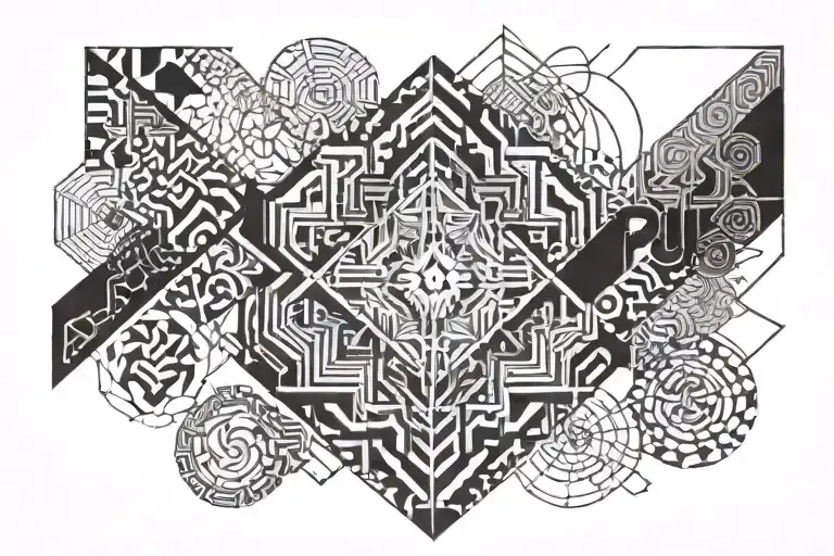 optical illusion between the words "PUHON" and "SA WAKAS " tattoo design idea