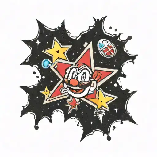 grunge mario star tattoo design idea