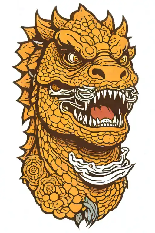 Godzilla with glasses   tattoo design idea