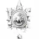 estrela de davi e serperte tattoo design idea