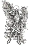 st michael the archangel with a sword tattoo design idea