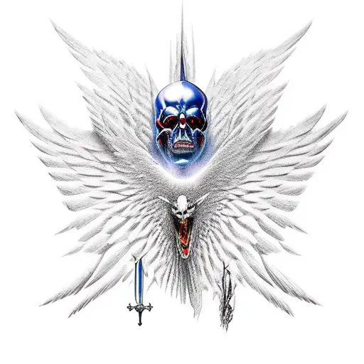 archangel michael defeting evil tattoo design idea