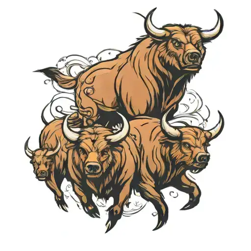 bear and bull tattoo design idea