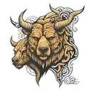 bear and bull tattoo design idea