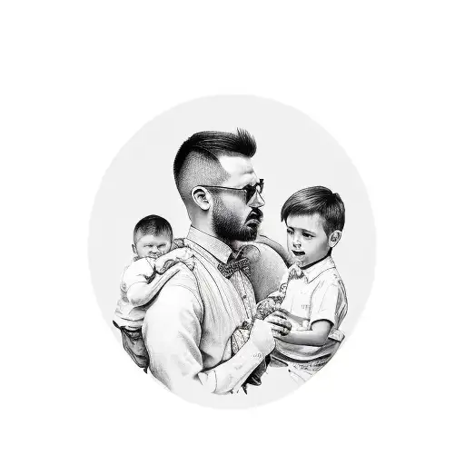 Father figure family son and dad relationship masculine  tattoo design idea