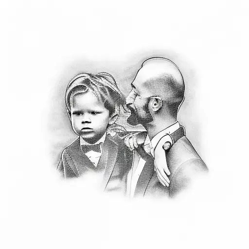 Father figure family son and dad relationship masculine  tattoo design idea
