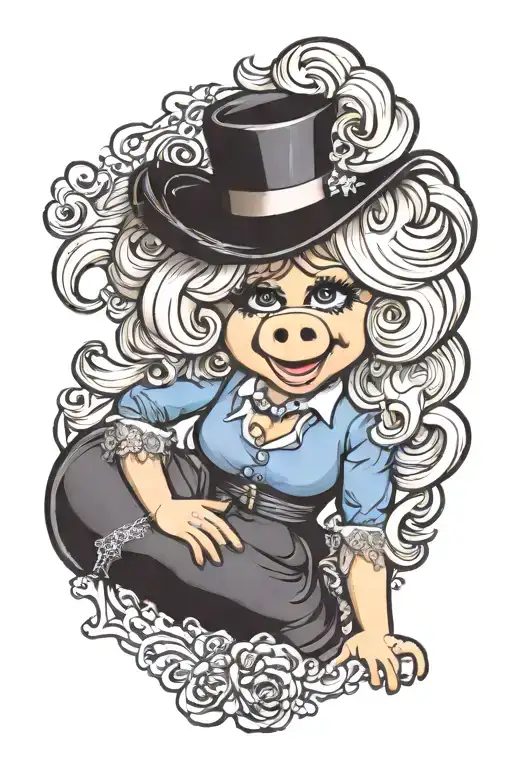Miss Piggy as Dolly Parton tattoo design idea