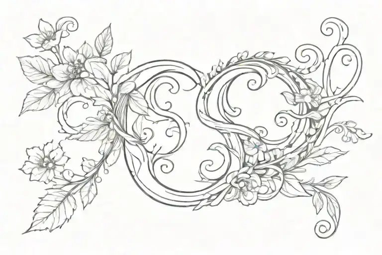 Letter G cursive looping into a spring tattoo design idea