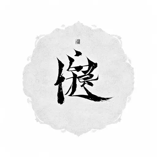 Central Element: Chan Surname in Chinese Characters  Five circles, with the central one containing the Chinese character tattoo design idea