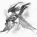 Phoenix in a dive starting on the back with the tail extending down arm sleeve tattoo design idea