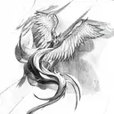 Phoenix in a dive starting on the back with the tail extending down arm sleeve tattoo design idea