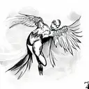 Phoenix in a dive starting on the back with the tail extending down arm sleeve tattoo design idea