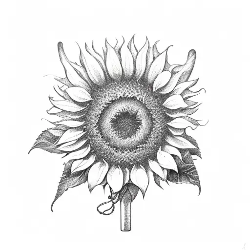 one sunflower sticking out of the neck of a wine bottle tattoo design idea
