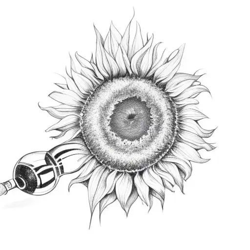 one sunflower sticking out of a wine bottle tattoo design idea