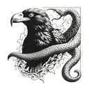 Snake fighting a crow tattoo design idea