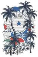 palms and Dominican Republic flag incorporated tattoo design idea