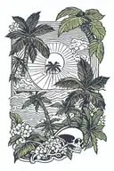 palms and Dominican Republic flag incorporated tattoo design idea