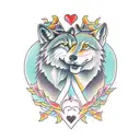 two spirit wolf in love kissing each other tattoo design idea