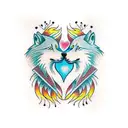 two spirit wolf in love kissing each other tattoo design idea