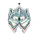 two spirit wolf in love kissing each other tattoo design idea