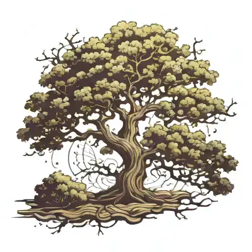 oak tree tattoo design idea