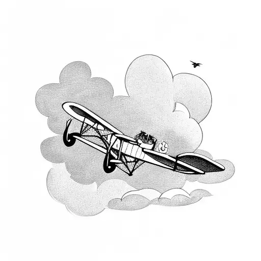 A vintage biplane flying through a loop tattoo design idea