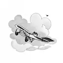 A vintage biplane flying through a loop tattoo design idea