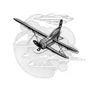 A vintage biplane flying through a loop tattoo design idea