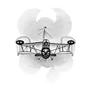 A vintage biplane flying through a loop tattoo design idea