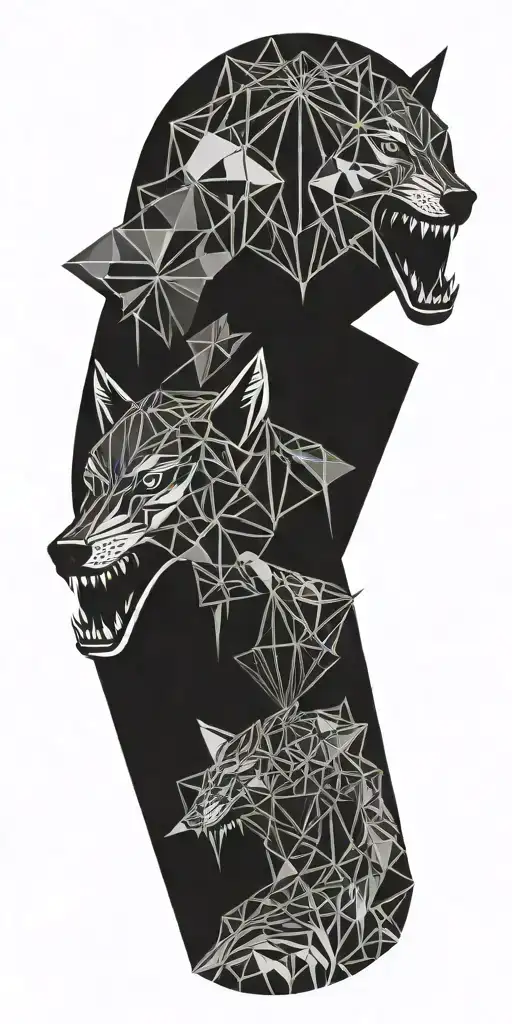 warrior wolf mushrooms  tattoo design idea