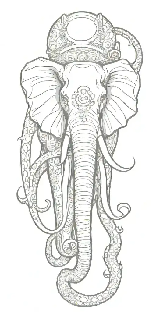 elephant octopus tattoo design idea