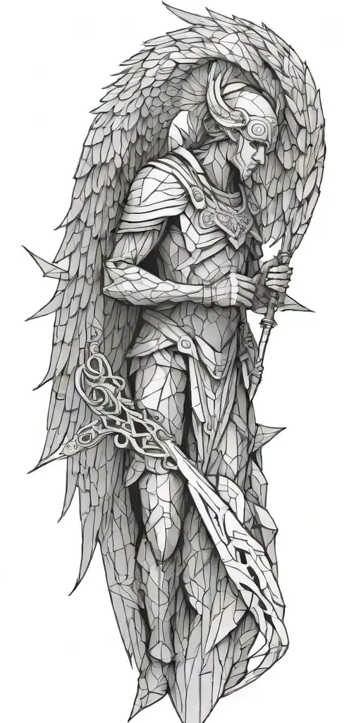 warrior angel male tattoo design idea