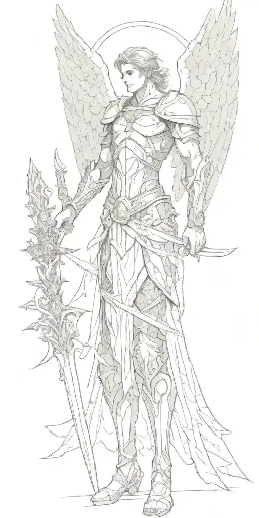 warrior angel male tattoo design idea