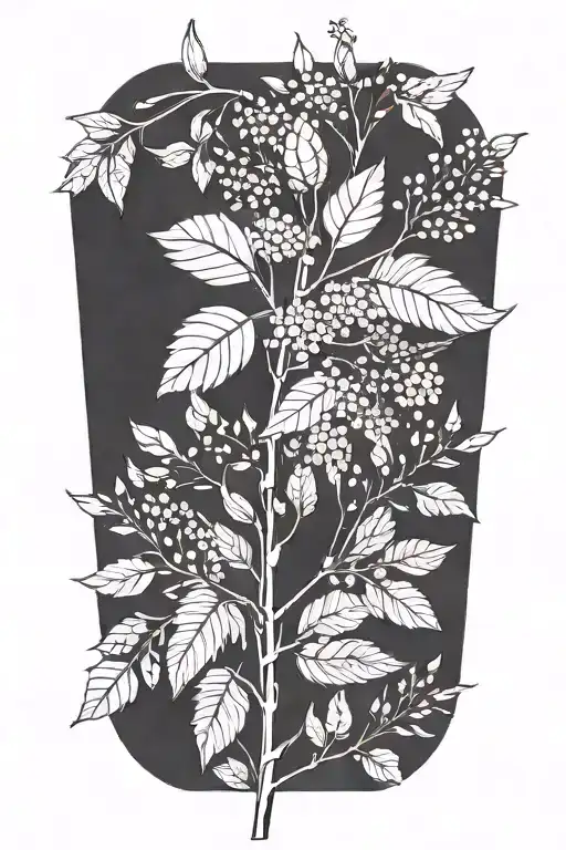 acacia leafs and flowers tattoo design idea