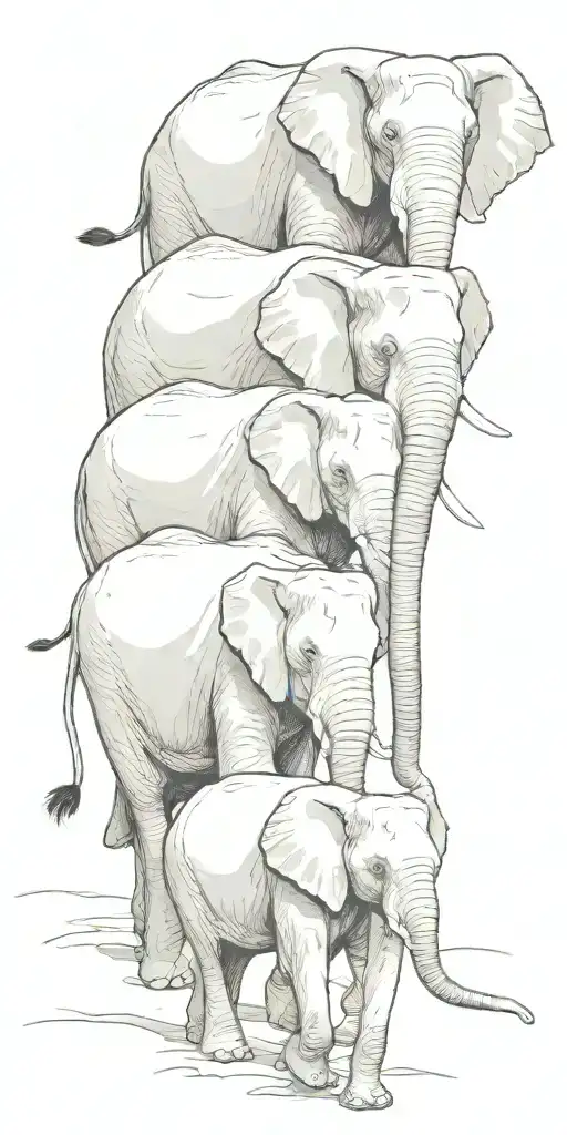 three elephants walking togther tattoo design idea