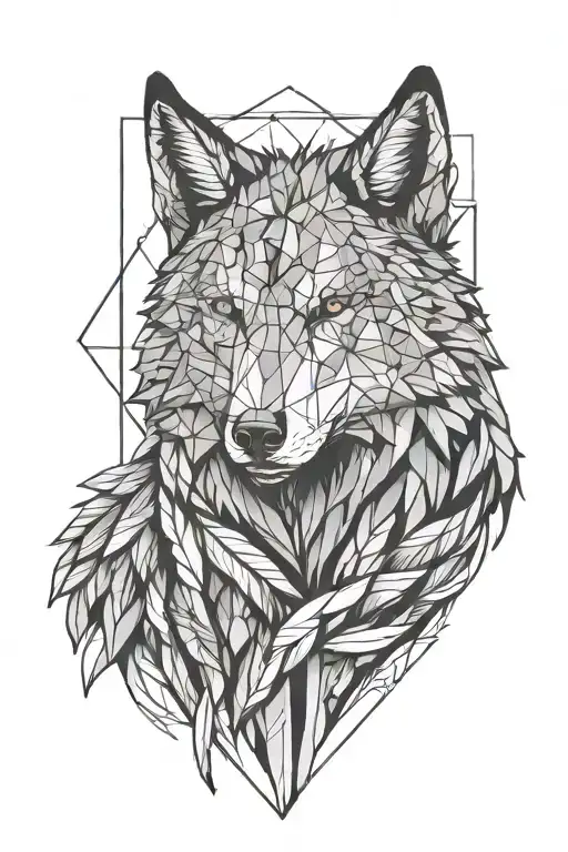 angel wolf nature tattoo design idea