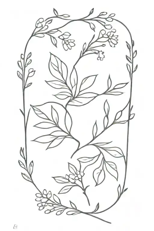 acacia leafs and flowers tattoo design idea