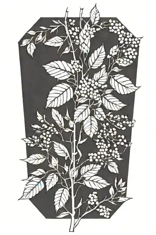 acacia leafs and flowers tattoo design idea