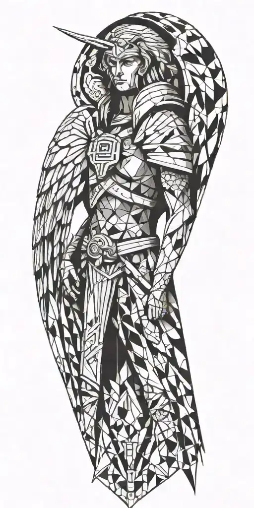 warrior angel birds tattoo design idea