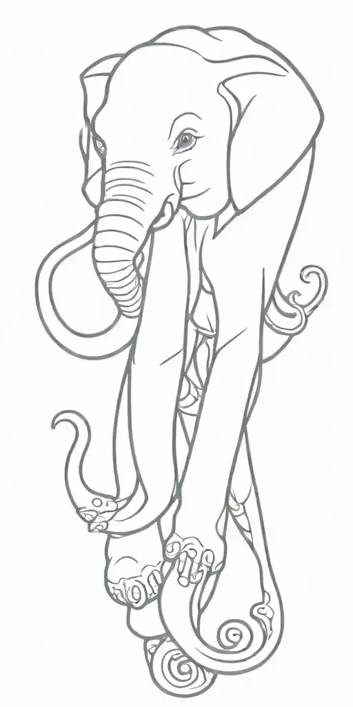 elephant octopus tattoo design idea