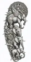 wolf elephant angel tattoo design idea