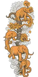 tree elephants octopus tattoo design idea